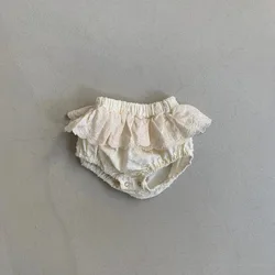 Pantalones cortos de niña con encaje y bordado estilo princesa