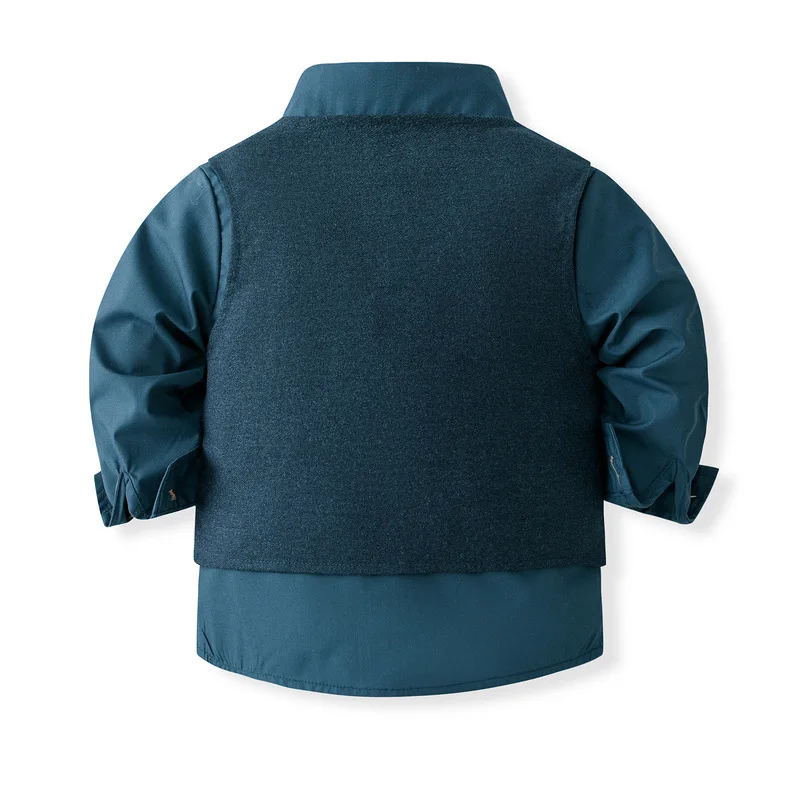 4 piezas primavera otoño niño pequeño ropa moda coreana Gentieman corbata chaleco + Tops + Pantalones ropa de bebé conjunto para niños BC857 - imagen 4