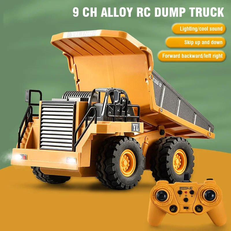 Excavadora RC Bulldozer Dumper Car 2,4G 9CH Control remoto vehículo de ingeniería camión sobre orugas juguetes para niños regalos de navidad - imagen 5