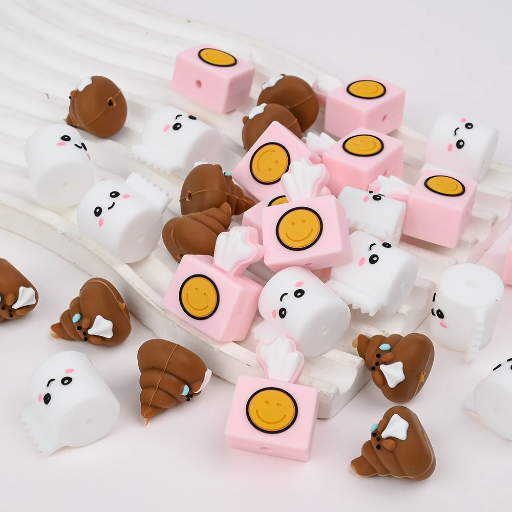 Cadena de chupete de 6 uds., cuentas de silicona, juguete para la dentición sin BPA, cuentas de dentición masticables, chupete, mordedor, accesorios para collar DIY