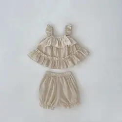 Milangel conjunto verano bebé camisola volantes y shorts