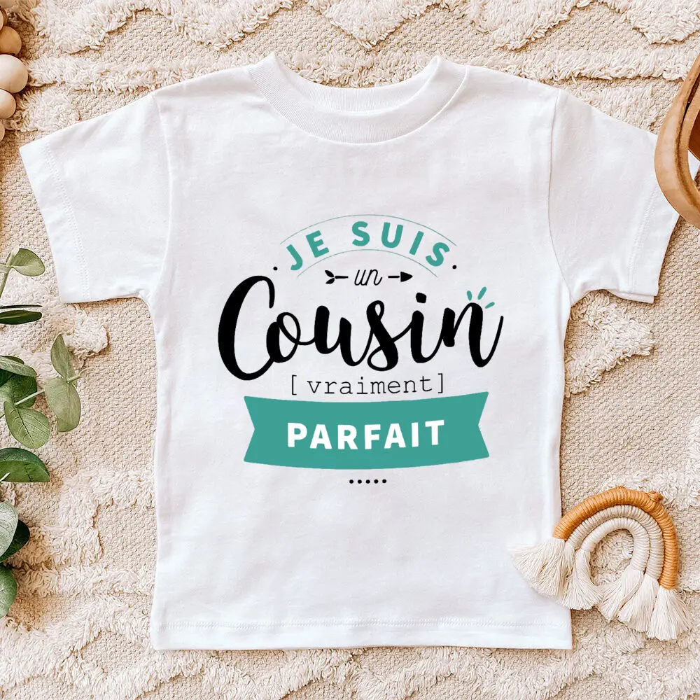 I Am A Truly Perfect Cousin French Print Kids Shirts Boys Girls Short Sleeve T-shirt Tee Cousins Clothes Child Casual Top Outfit - imagen 5