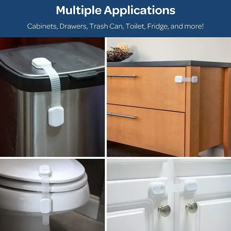 Correas de seguridad para bebés, cerradura de seguridad para bebés, cerraduras de gabinete de seguridad para niños, pestillos adhesivos para puertas de cajones de gabinete - imagen 4