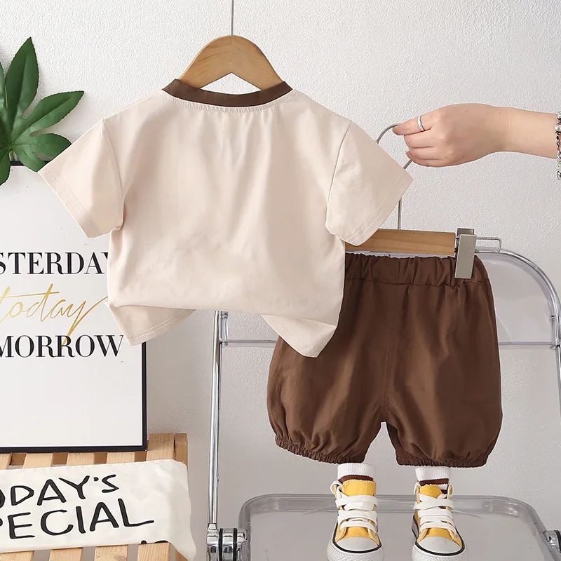 Nueva ropa de verano para bebés, camiseta de manga corta para niños, pantalones cortos, 2 unids/set, ropa para niñas, disfraz para niños pequeños, trajes para niños - imagen 4