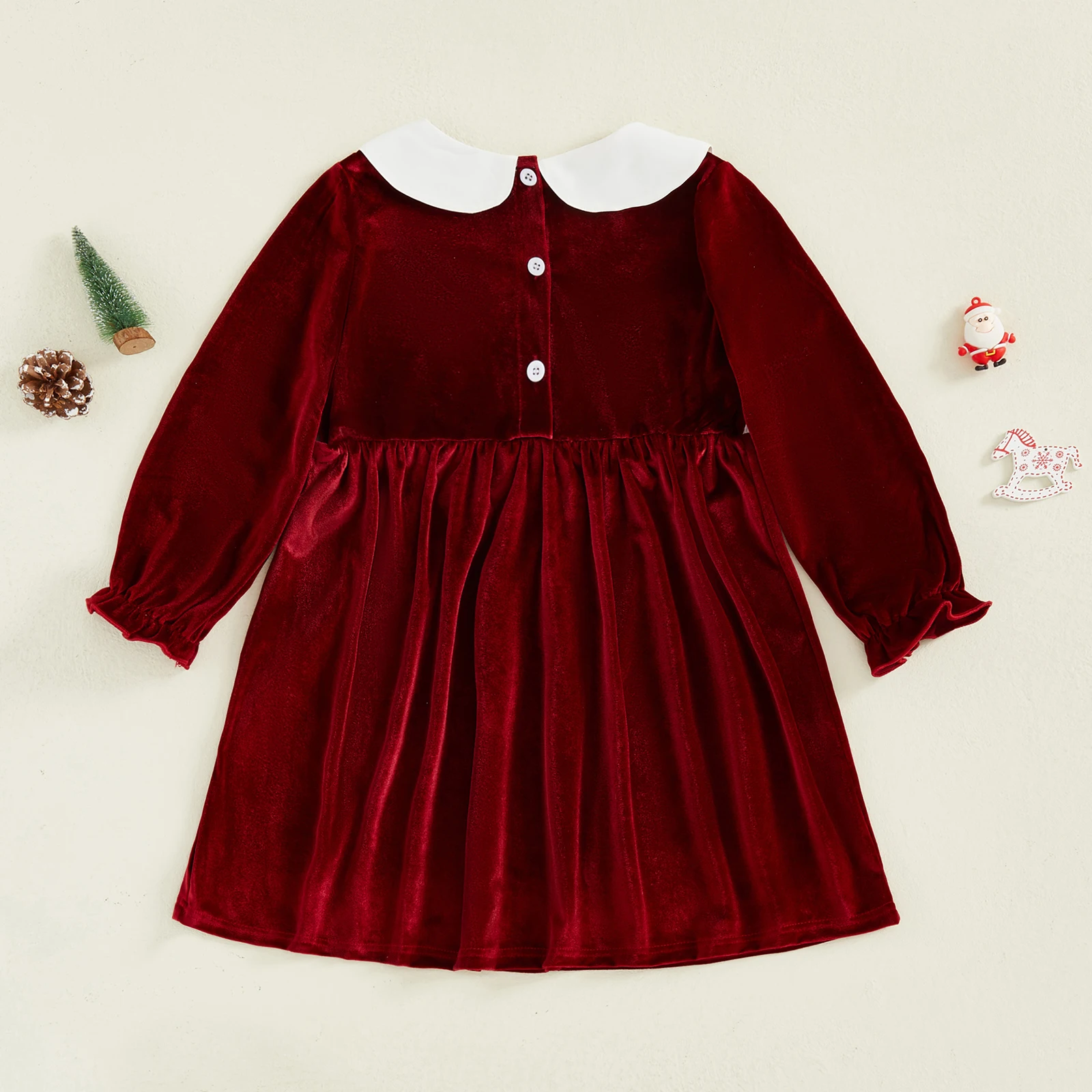 Tregren Vestido navideño de terciopelo para niña 2-7 años bordado - imagen 2