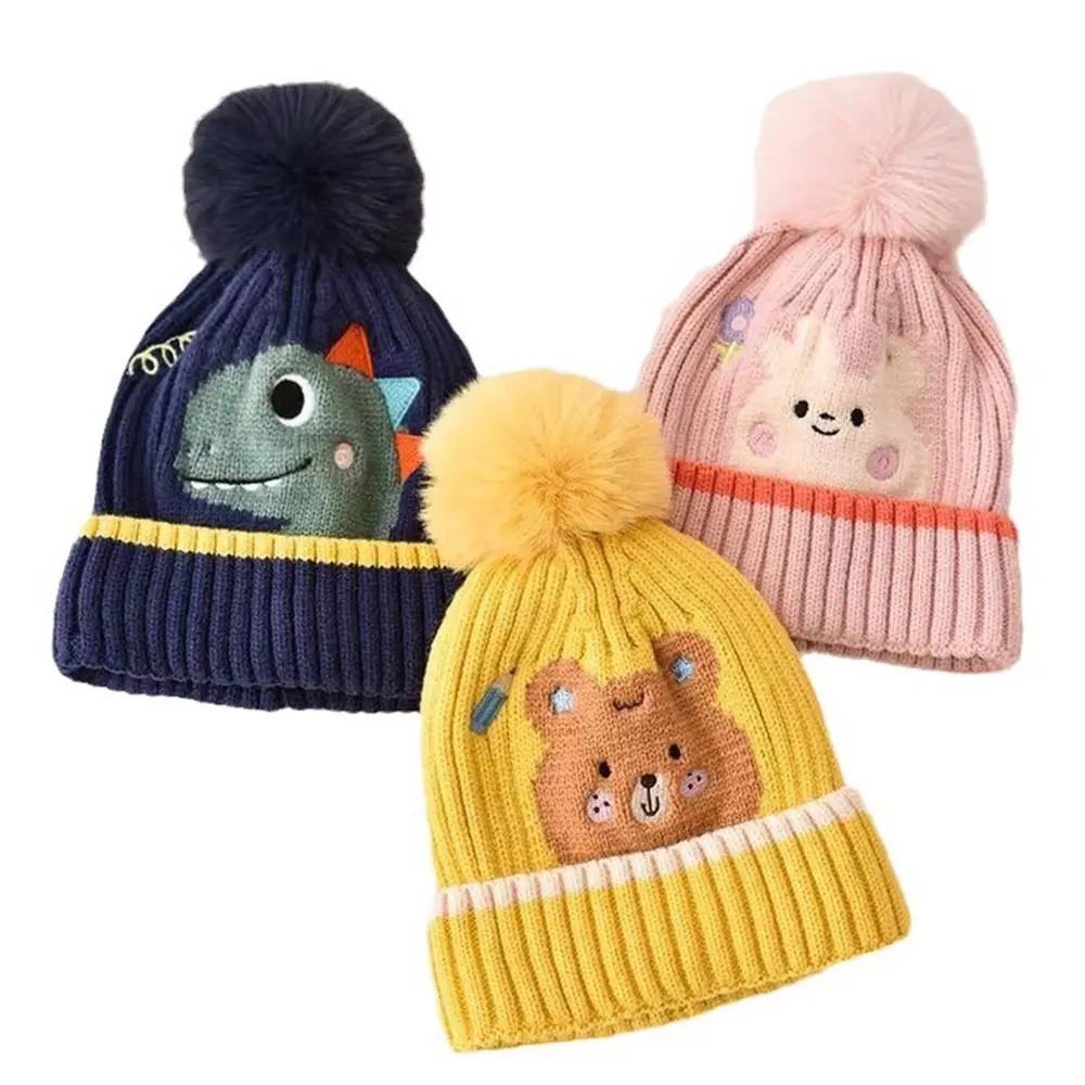 Gorro cálido de lana para bebé, gorros suaves de dinosaurio para niños, gorros de punto para niños