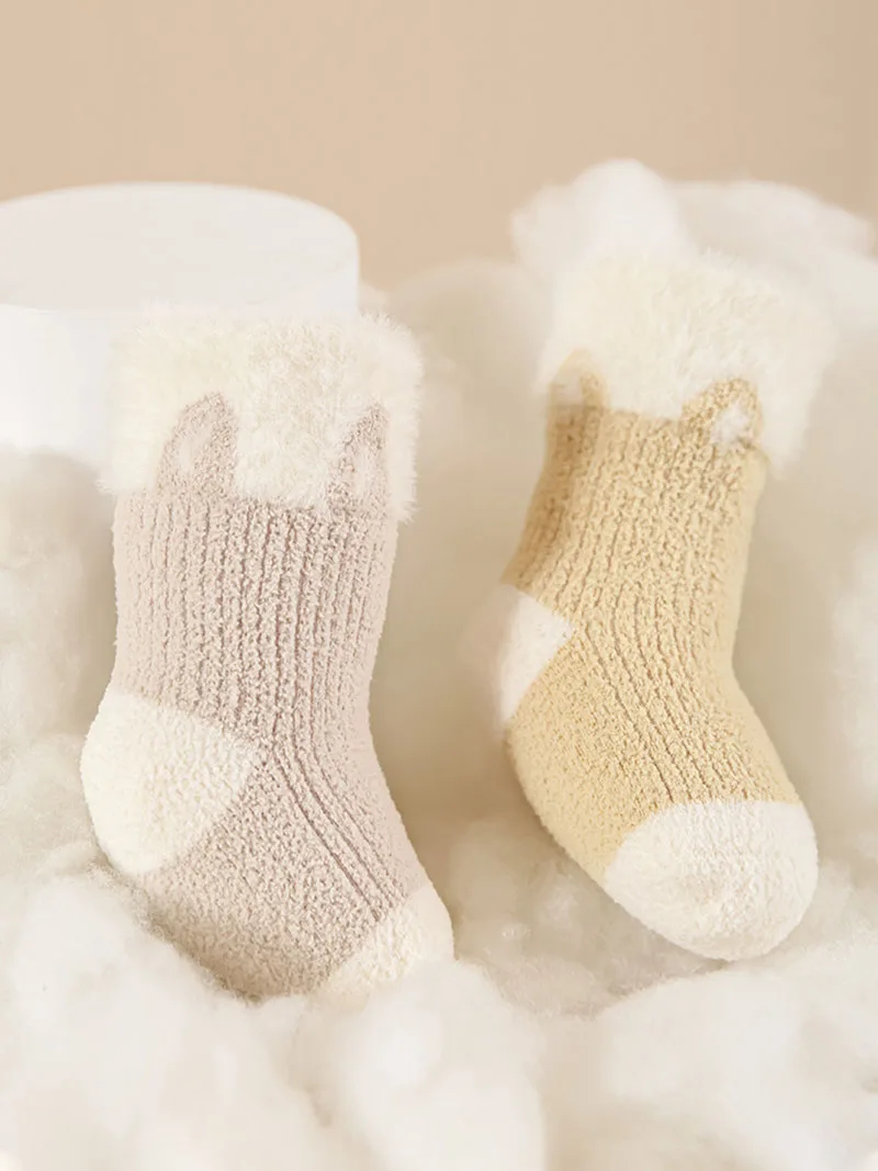 3 pares por lote MILANCEL nuevo invierno bebé en calcetines de tubo 0-5T polar acolchado cálido calcetines para niñas calcetines gruesos de dibujos animados para niños - imagen 3