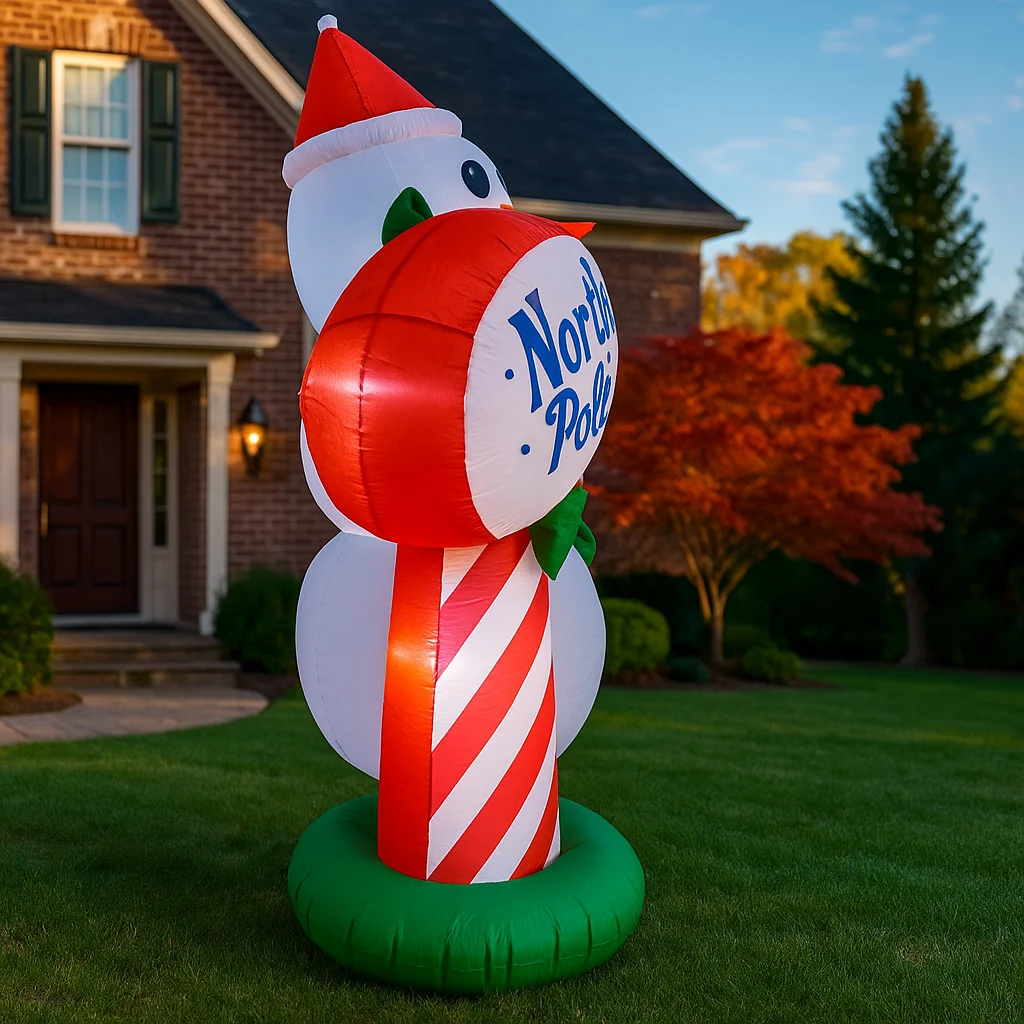 Decoración navideña al aire libre de 7,2 pies, muñeco de nieve, pingüino, poste Norte, decoración inflable para fiesta de patio, luces de adorno de Navidad, juguete para el hogar - imagen 2