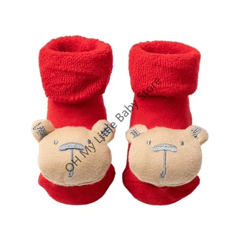 M76C Calcetines peludos para niños pequeños con empuñaduras, calcetines navideños antideslizantes para bebés, calcetines cálidos