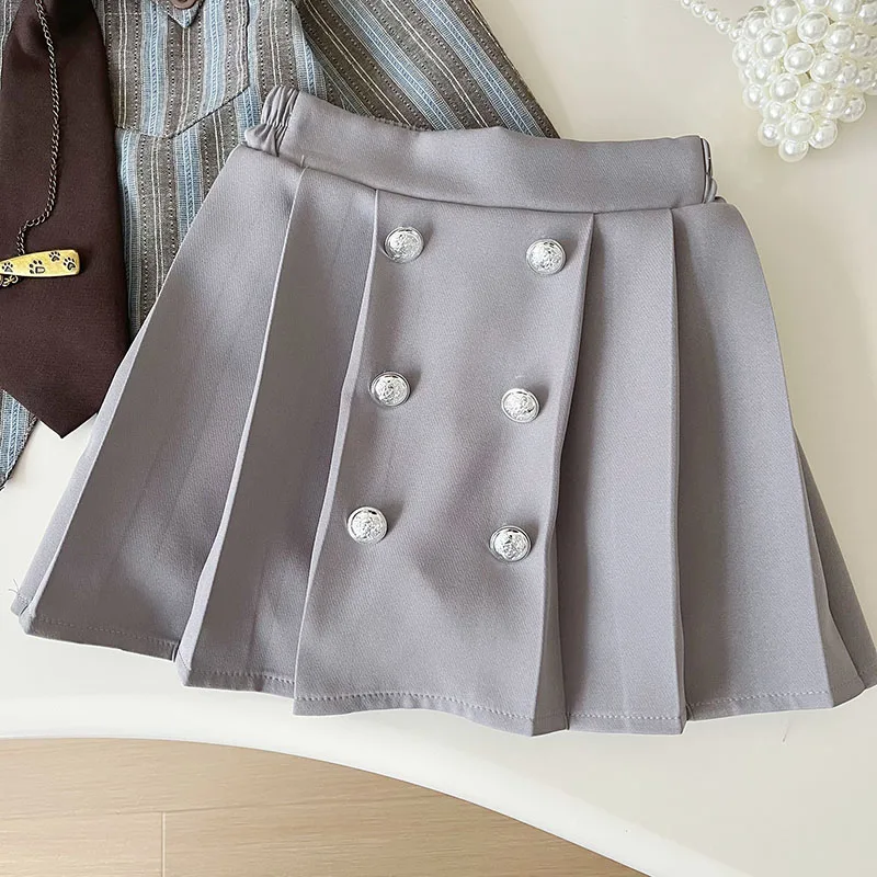 MILANCEL Conjunto de otoño infantil con camisa de rayas y falda corta - imagen 3