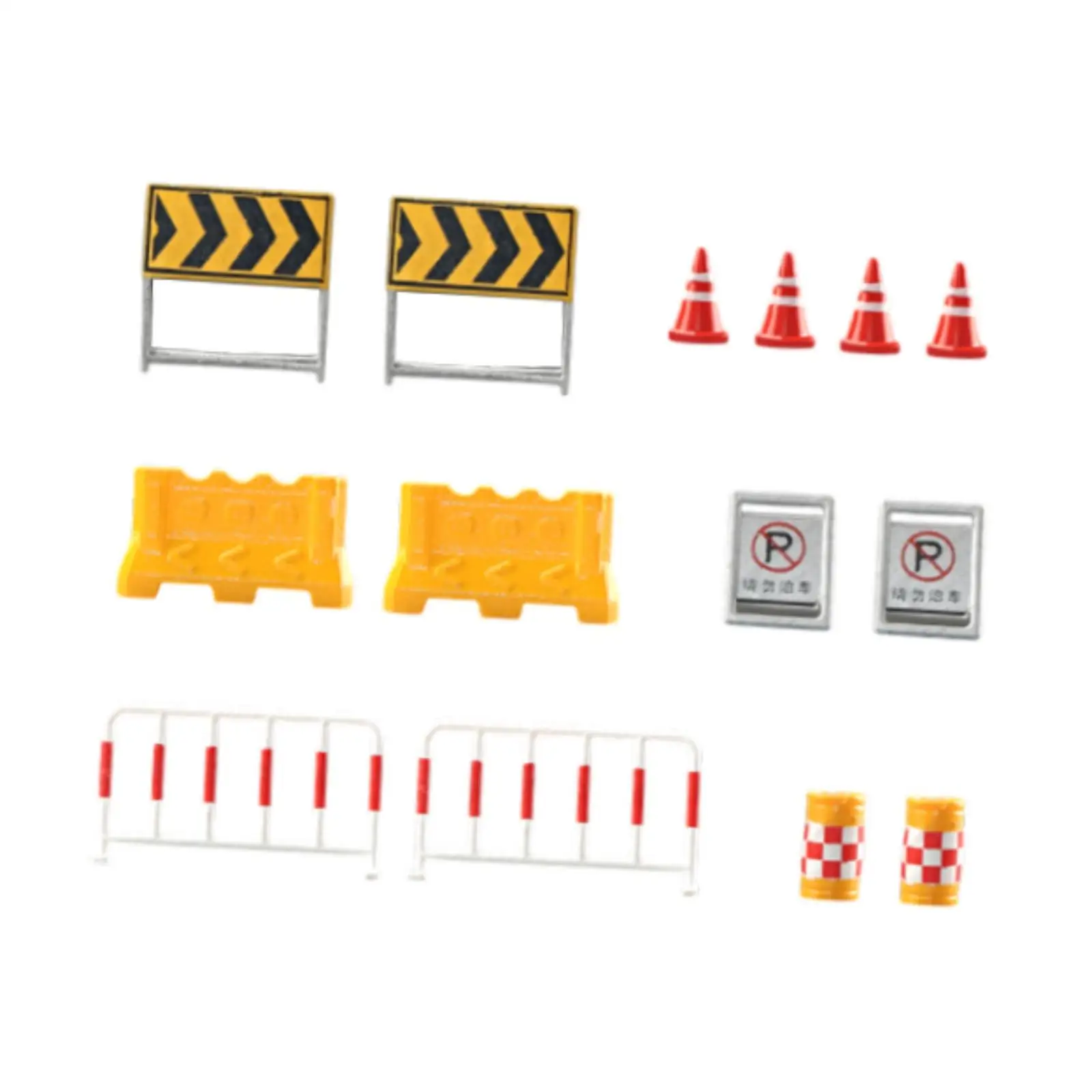 14x 1/64 Road Signs Resin Miniature Construction Traffic Signs Ornament