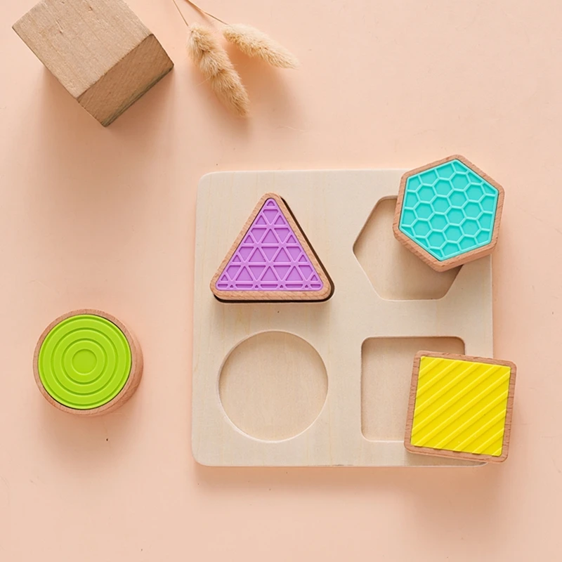 Juguetes de madera Montessori para bebés de 0 a 12 meses, tablero de agarre geométrico colorido, juguetes sensoriales para recién nacidos, juego de reconocimiento de formas táctiles, juguete para regalo