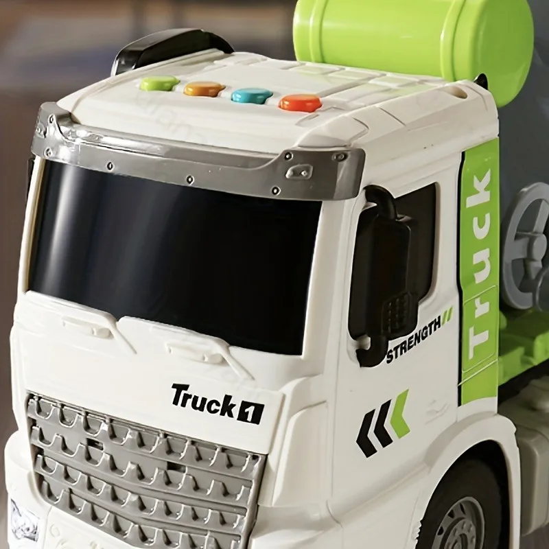 Vehículo de ingeniería de simulación grande para niños, camión mezclador de cemento, modelo de juguete, coches alimentados por fricción con música y luz - imagen 4