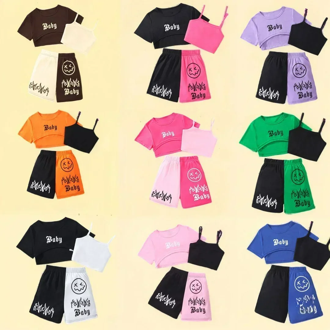 Conjunto de ropa deportiva para niños y niñas, ropa de moda para adolescentes, trajes informales para niñas de 8 a 12 años, verano 2024