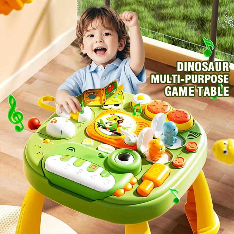 Casa de actividades Montessori con piano dinosaurio y tablero sensorial - imagen 5