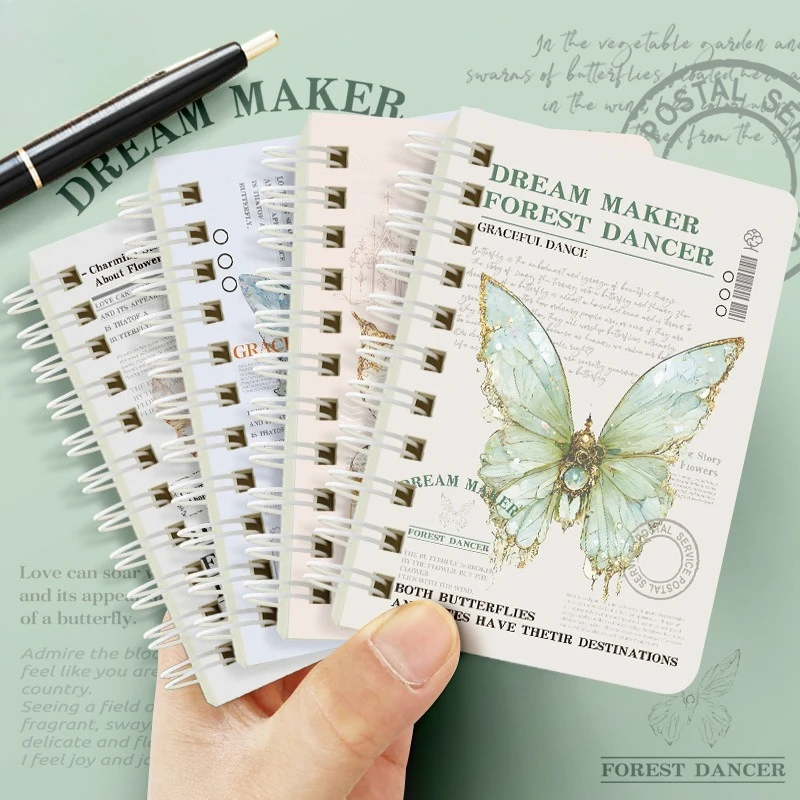 Libro de bobina A7 de dibujos animados, 60 hojas, papelería de aprendizaje, bonito libro pequeño de hojas sueltas, Bloc de notas de bolsillo portátil para estudiantes, regreso a la escuela - imagen 5