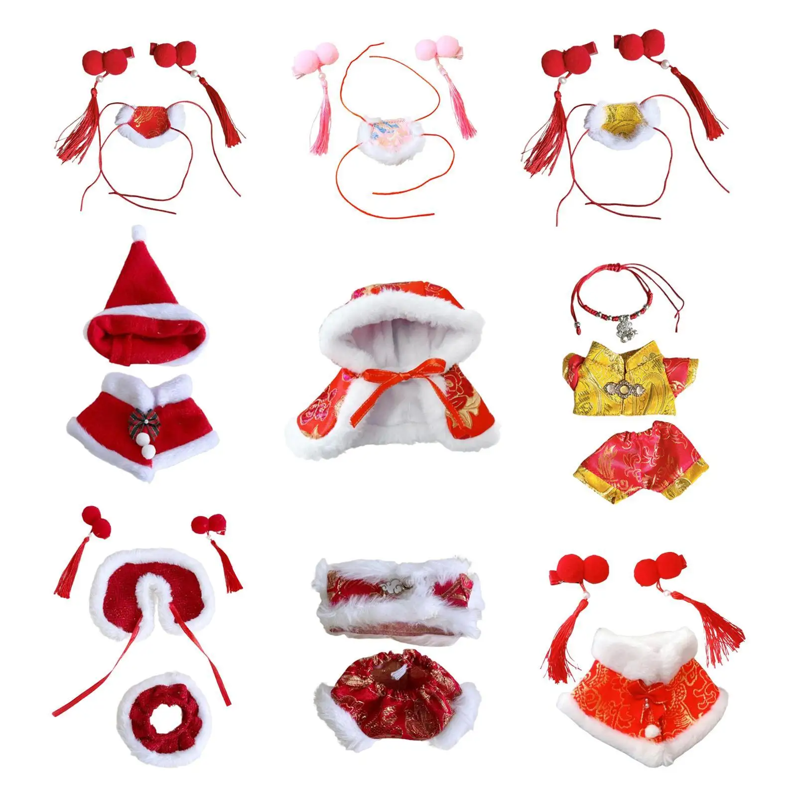 Christmas Doll Outfits, Doll Costume, DIY Doll Clothes, Plush Doll Clothes for 17cm Dolls