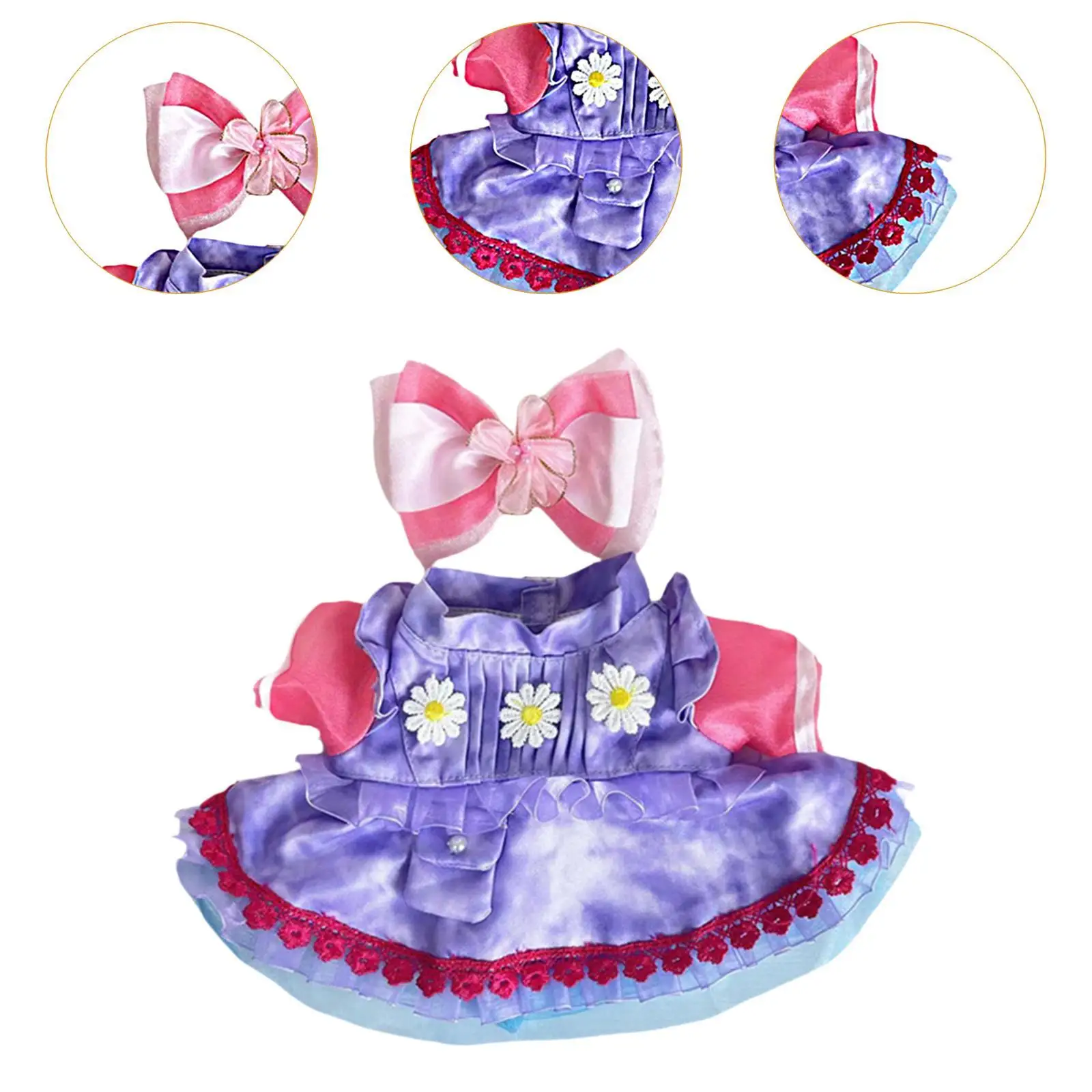 Set of 2 Dress and Bow Hairpin for 38cm Dolls, Ideal for New Year Gifts
