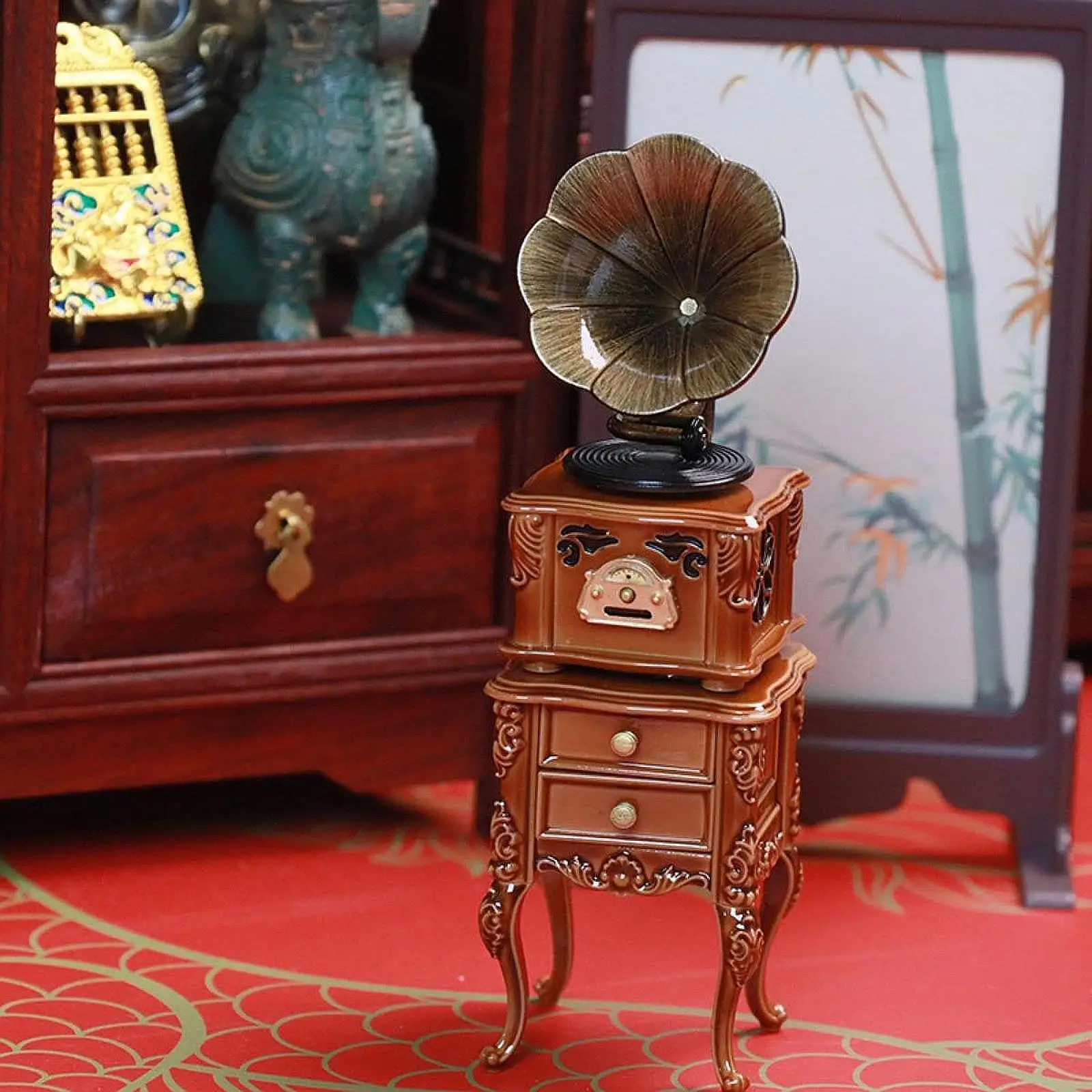 Dollhouse Gramophone Model Mini Furniture for Kitchen Counter DIY Projects