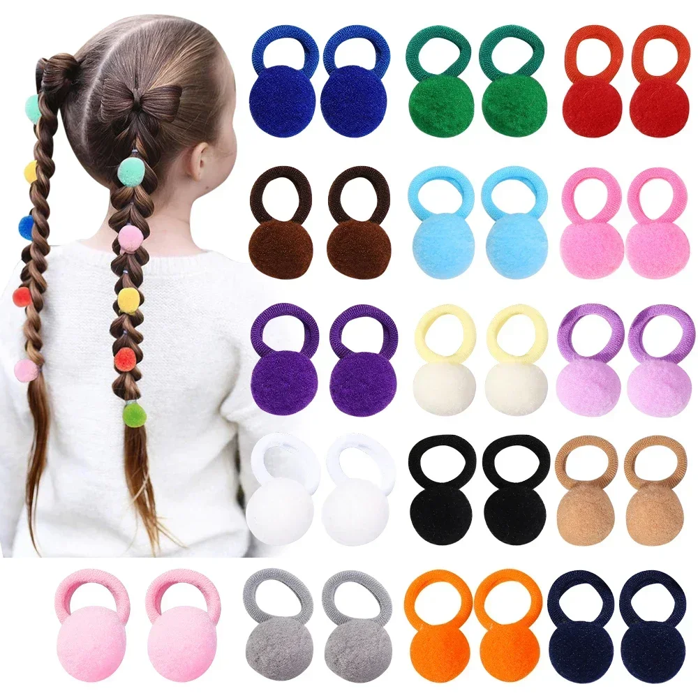 Gomas de pelo con pompones para niñas – Sets multicolores para el cabello