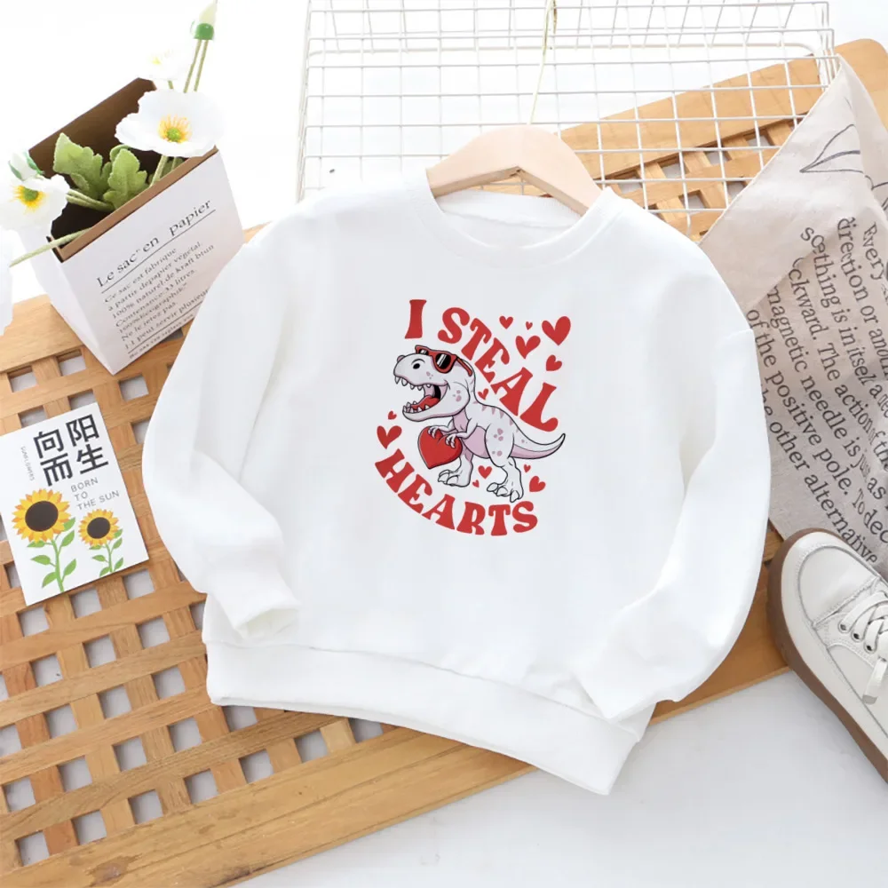 Sudadera con estampado de Hello Valentine para niños y niñas, jersey de manga larga con capucha para el Día de San Valentín, ropa de invierno - imagen 5