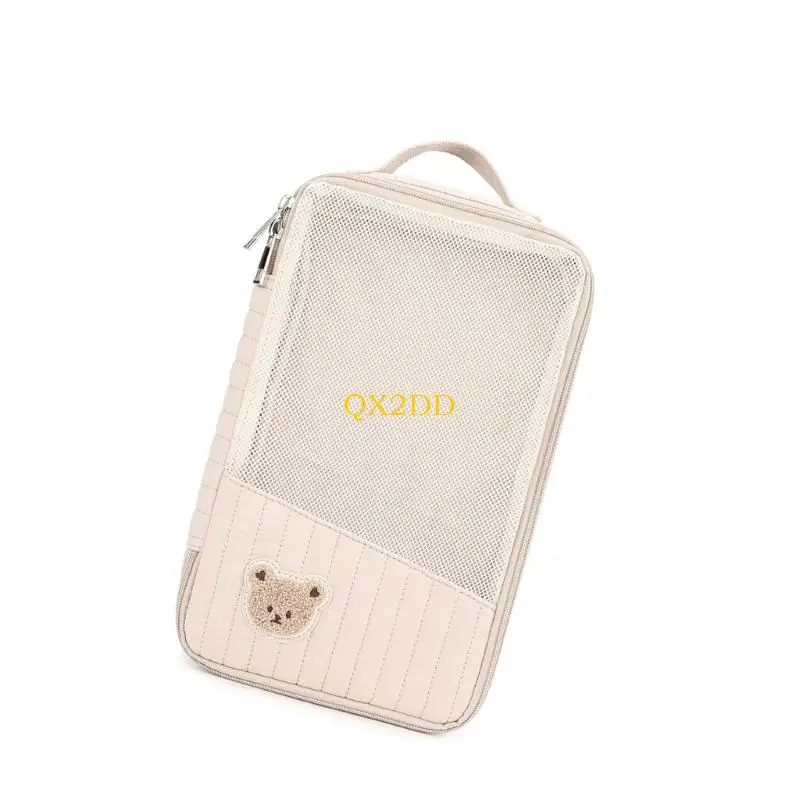 QX2D Bolsa organizadora pañales portátil Construcción algodón transpirable Compartimento espacioso para cambios rápidos - imagen 3