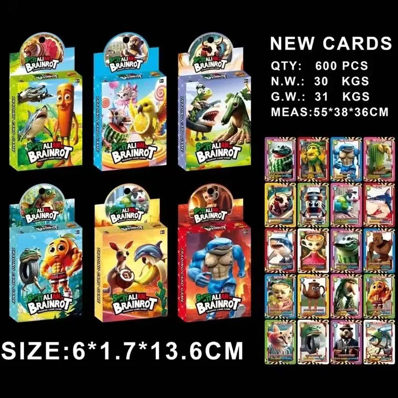 Tarjetas de colección de Brainrot italiano Tungtung Sahur Tralalero Tralala, juego de cartas para niños, juguete, tarjetas comerciales, regalo - imagen 5