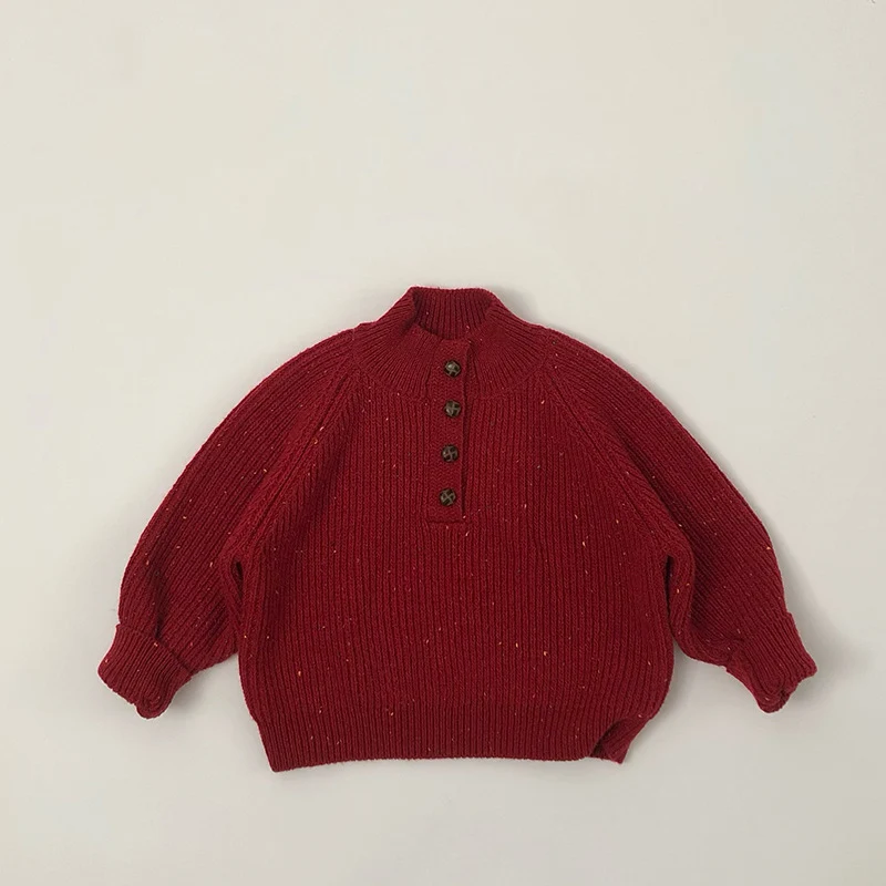 Ropa navideña para niños de 1 a 6 años, suéteres de cuello alto para niñas, cárdigans de punto rojos, traje para niños - imagen 2