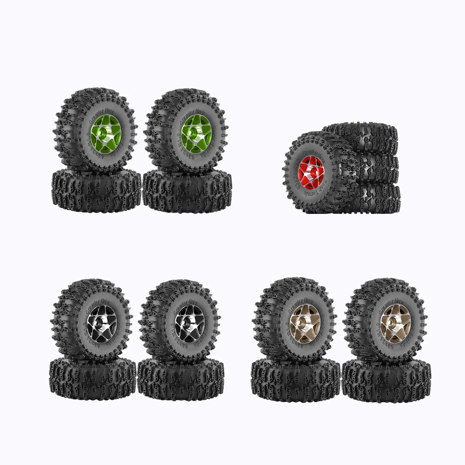 4x 1/18 1/24 RC Tires Wheel Tires Set for SCX24 FMS Fcx24 Trucks RC Car