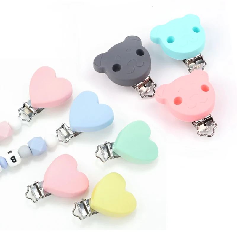 Clips de silicona de forma redonda para chupete de bebé, accesorios de cadena para chupete de dentición, sin BPA, 3 uds.