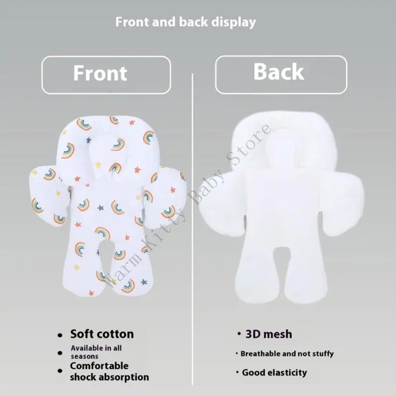 Cojín de asiento de coche de seguridad para bebé de doble cara de algodón suave, soporte para cabeza y cuerpo para recién nacidos, almohadilla de revestimiento para asiento de coche - imagen 3