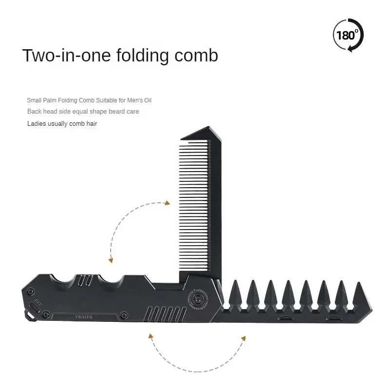 Peine de bolsillo plegable para peluquero para hombre, portátil, multifuncional, de plástico, de dientes anchos, para Barba, peinado, cuidado de la cabeza con aceite - imagen 5