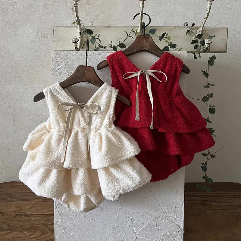 MILANCEL Vestido de invierno para bebé con lazo - imagen 4
