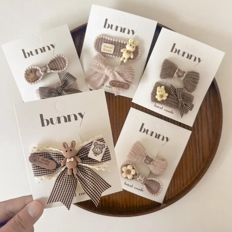 Pinza de pelo para niña pequeña, pasador de pelo con lazo de princesa dulce, de dibujos animados, para otoño e invierno, 2 piezas - imagen 4