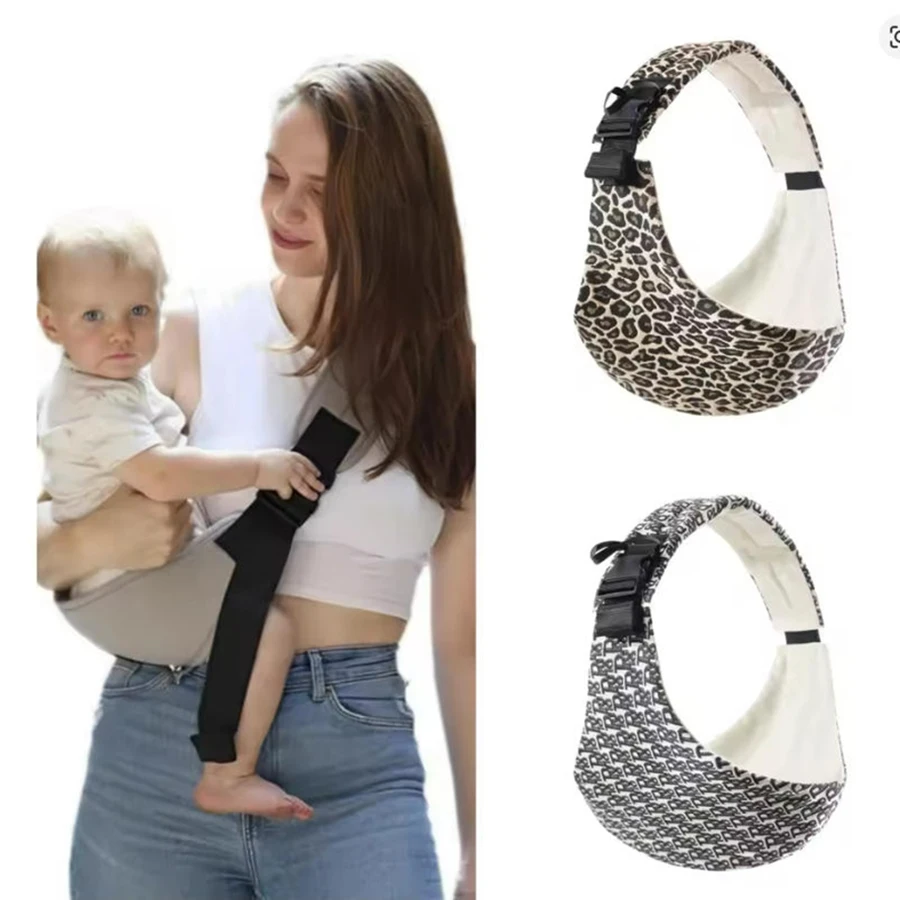 Portabebés de seguridad para salir, taburete de cintura con artefacto para bebé, portátil, con patrón de leopardo Simple, tipo abrazo frontal y trasero