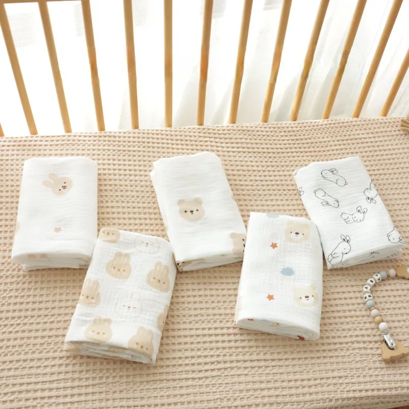 Mantas suaves para bebé recién nacido, ropa de cama de algodón con dibujos animados para las cuatro estaciones, 100x100cm - imagen 3