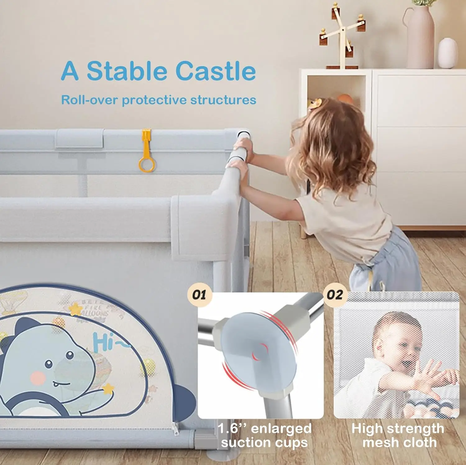 Bolígrafos de juego para bebés y niños pequeños, naipes para bebés sin huecos y a prueba de escalar para diversión en interiores, puerta de valla de seguridad para bebés - imagen 2