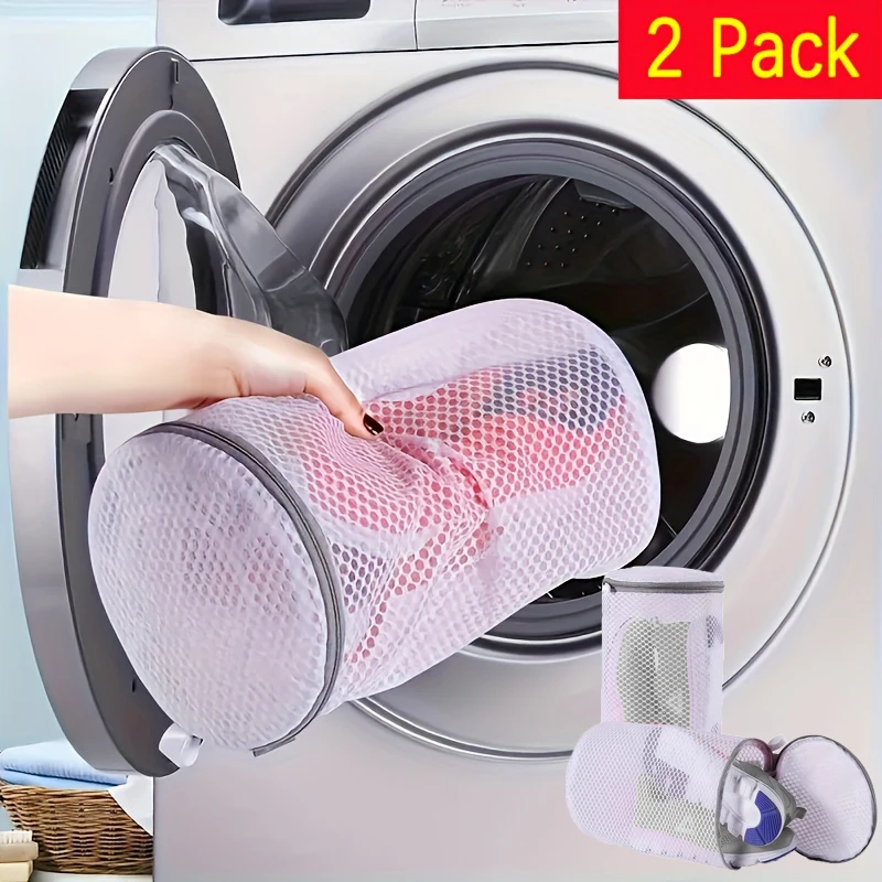 2 bolsas para lavar zapatos, bolsas de malla para la colada con tela de panal y cremallera gris, bolsas limpiadoras de zapatos duraderas y transpirables