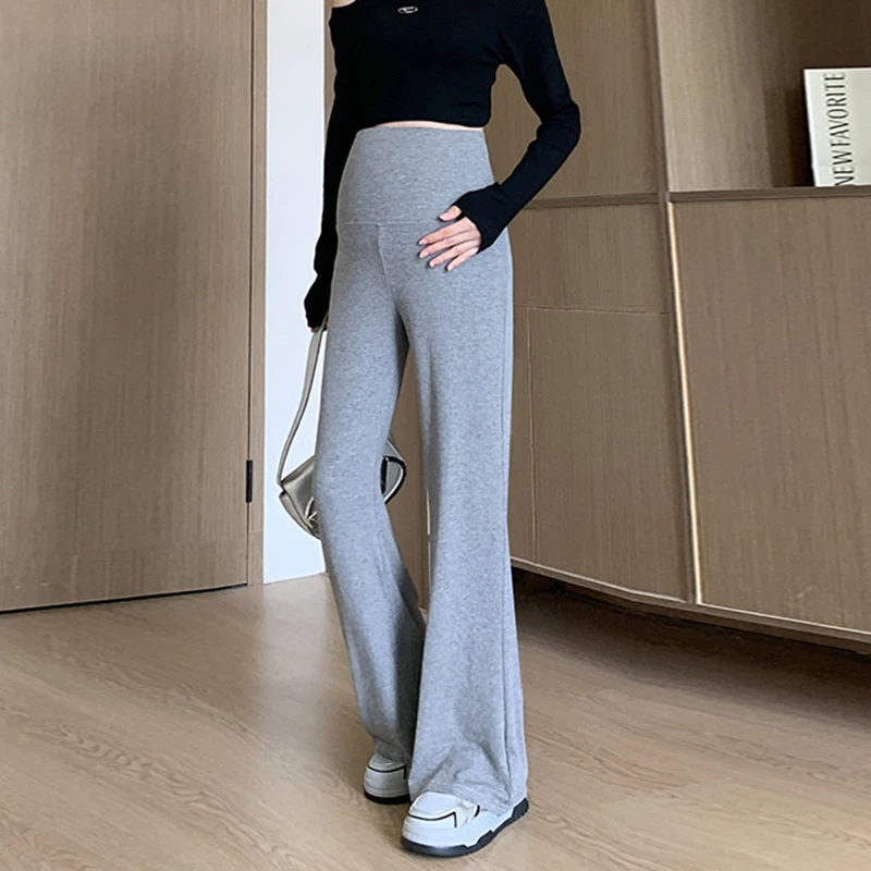 Pantalones de maternidad finos sueltos de pierna ancha ropa exterior pantalones de mujeres embarazadas Primavera Verano Casual drapeado cintura alta soporte del vientre - imagen 3