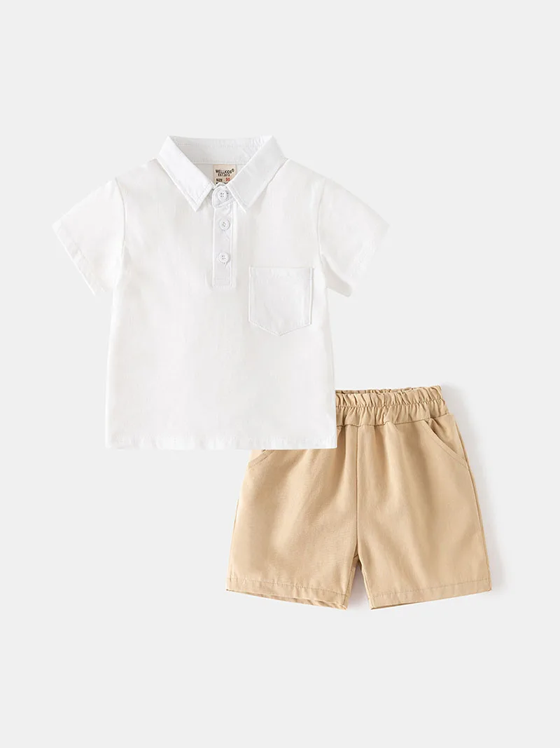 MILANCEL, nuevo conjunto de ropa de verano para niños, Polo de manga corta de estilo fino + Tops cortos a rayas de Color sólido para niñas - imagen 2