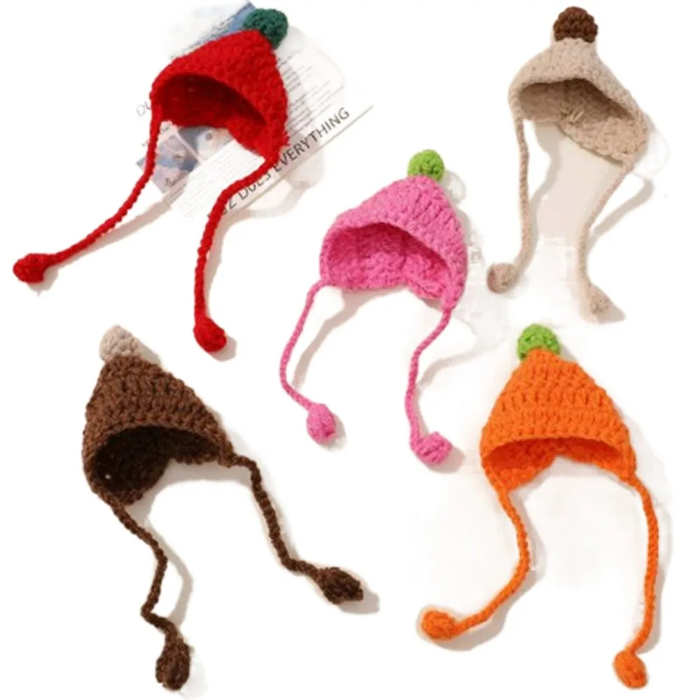 Gorro tejido de muñeca Animal a la moda, gorros de muñeca de peluche bonitos de Color caramelo, ropa informal, Mini accesorios de falda de punto DIY - imagen 3