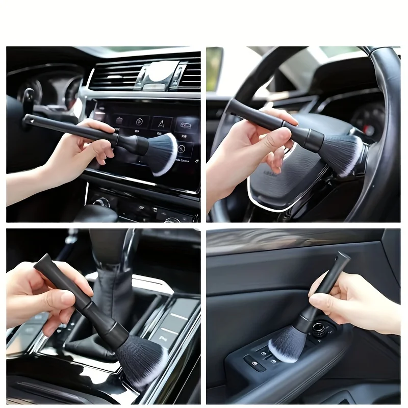 1 cepillo compacto para limpieza Interior de coche, eliminador de polvo para espacio de asiento/a ventilación de aire de cerdas suaves, regalo de Navidad elegante para hombre - imagen 3