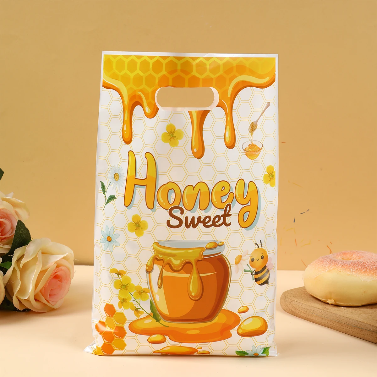 10/25/50 Uds. Bolsos de mano para dulces de miel y abeja, bolsas para galletas y dulces para fiesta temática de abeja pequeña, bolsa de regalo para Baby Shower, decoración para fiesta de cumpleaños - imagen 3