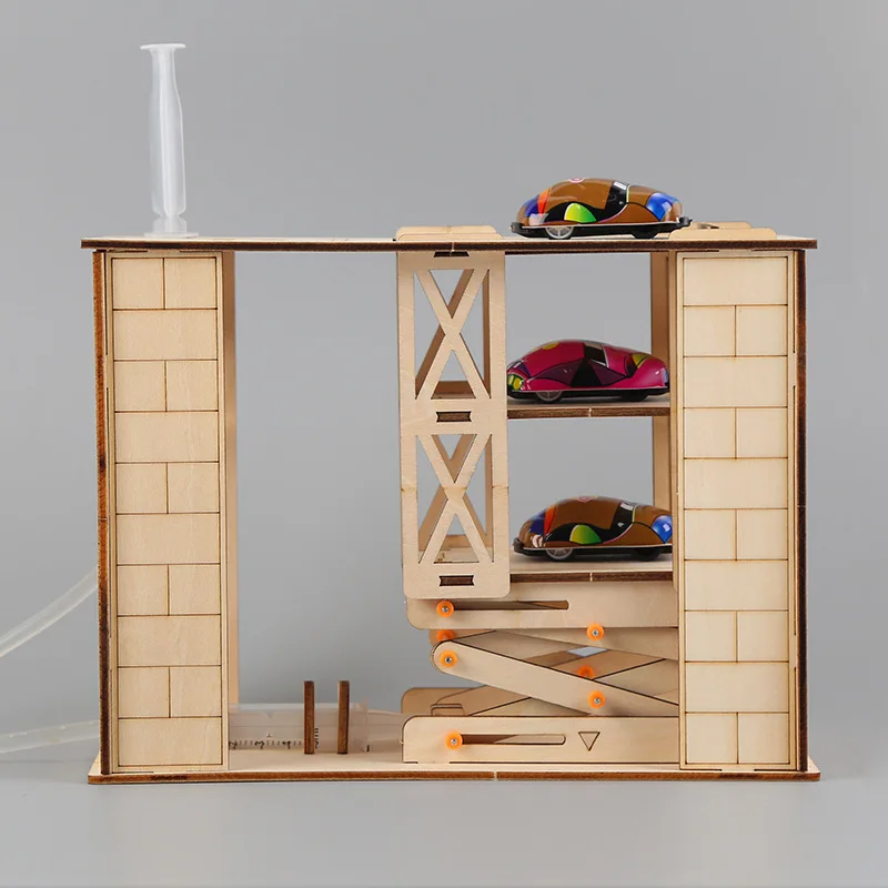 Tecnología de bricolaje, pequeña producción, garaje hidráulico tridimensional, estudiantes, juguetes educativos de ensamblaje manual, materiales modelo - imagen 3