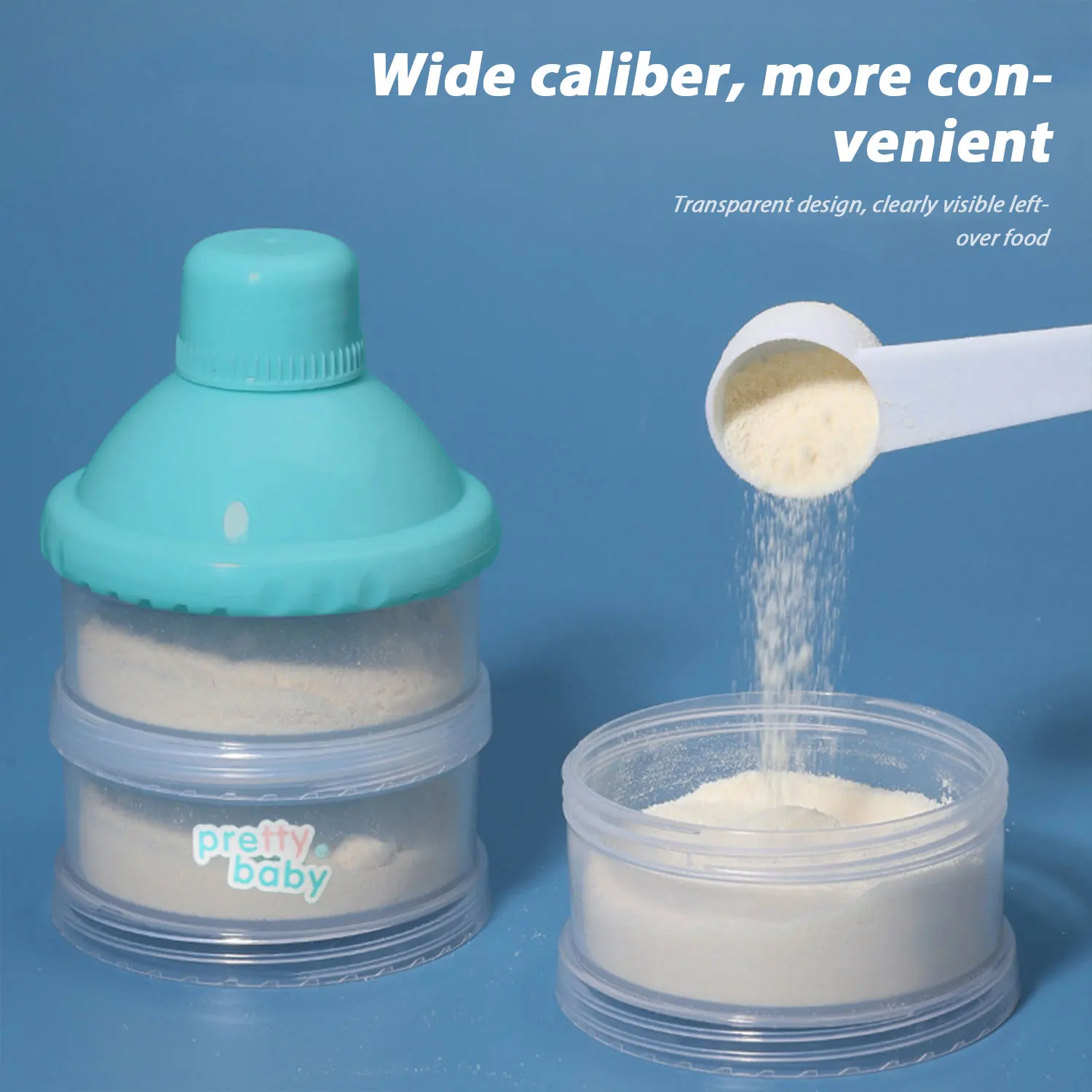 Caja de leche en polvo multicapa transparente desmontable de 4 capas, caja de aperitivos sellada, compartimento desmontable para leche en polvo para bebé - imagen 5