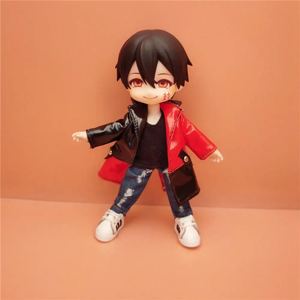 Cool niños regalo juguetes 1/12 muñecas moda muñeca pantalones cortos sudaderas con capucha muñeca Jeans PU chaquetas de cuero - imagen 2