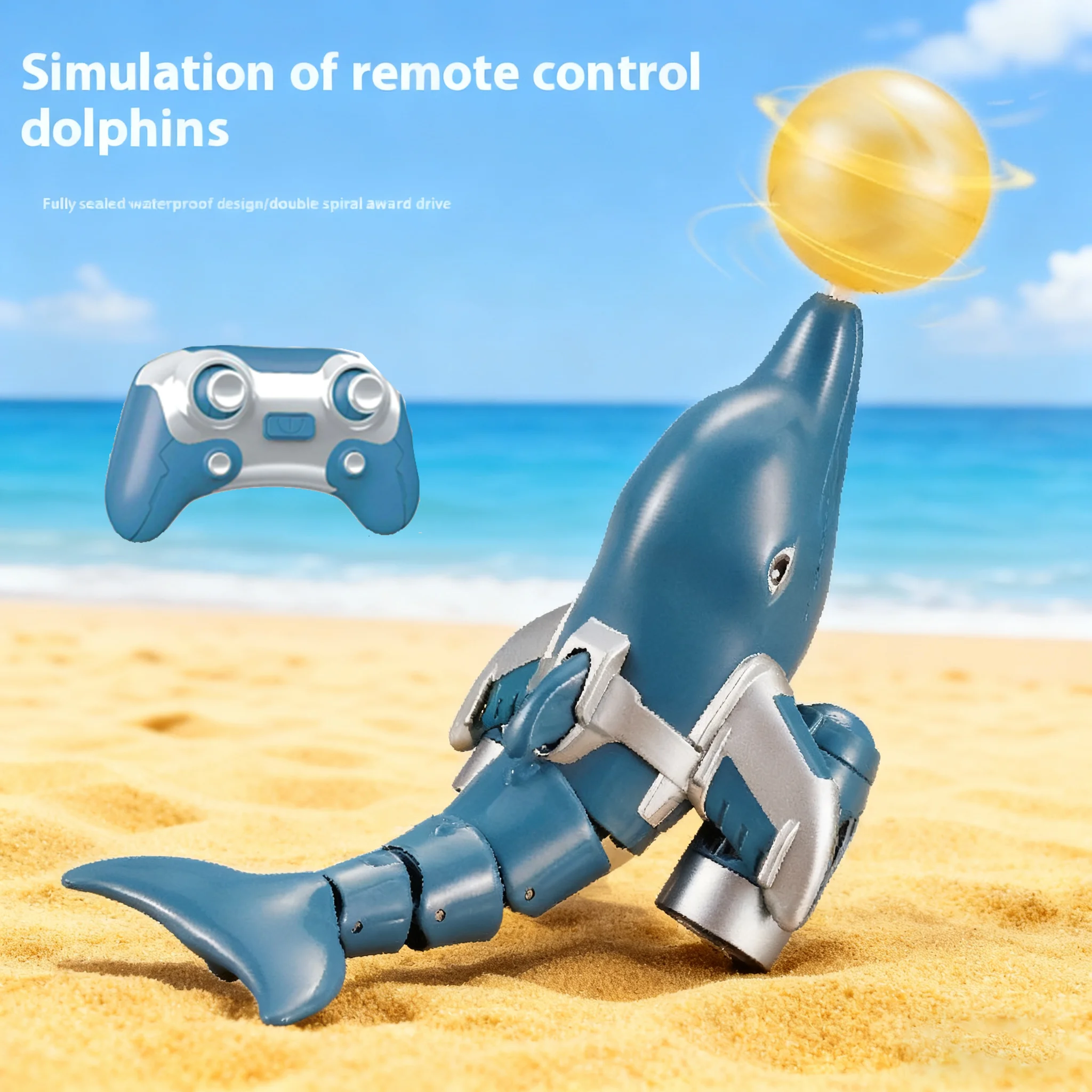 Barco de delfines Rc, peces con control remoto de 2,4G, barcos acrobáticos eléctricos con bola, lancha rápida de doble hélice, modelo Animal, juguete acuático para niño