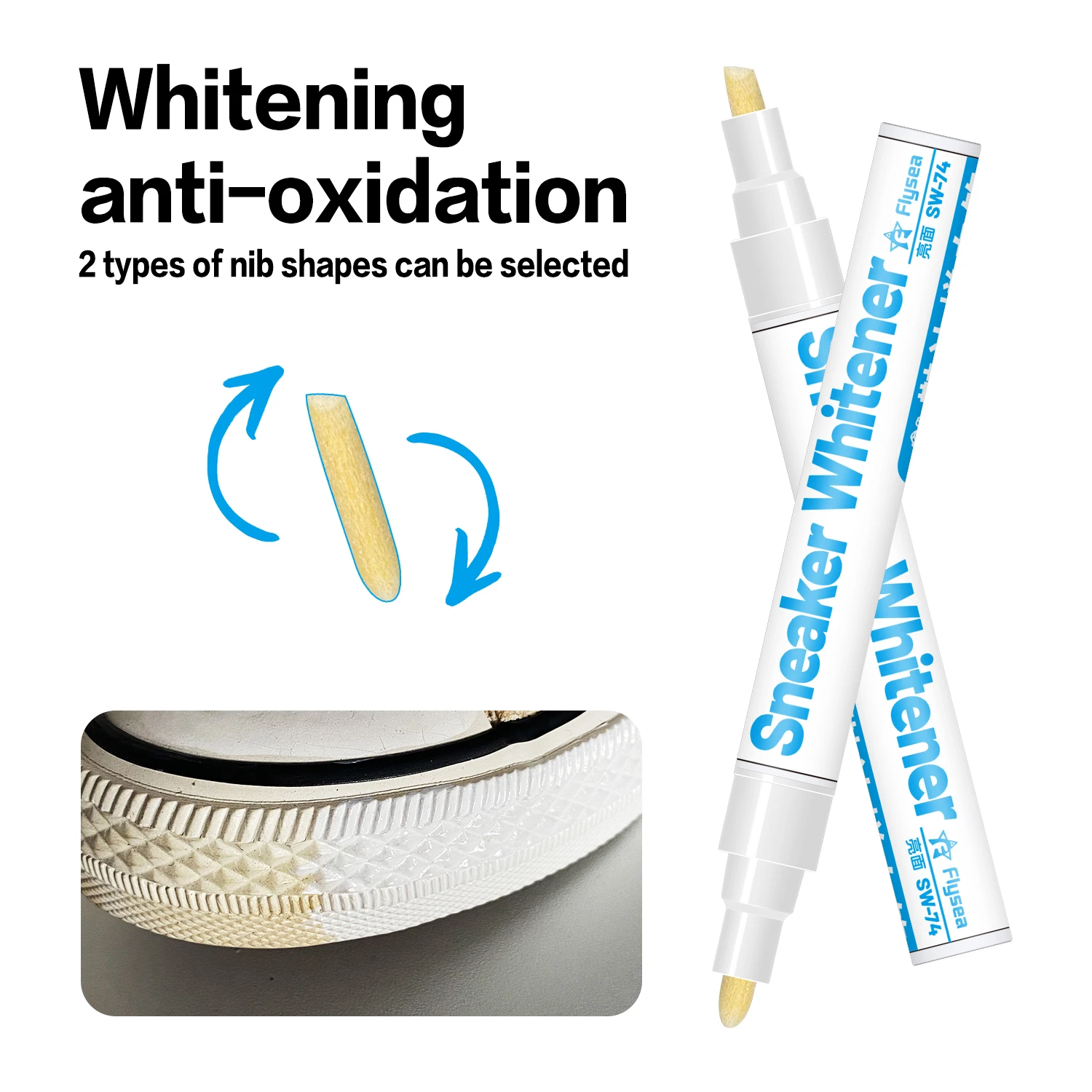 Pluma de borrar removedora de zapatillas blancas, pluma de reparación antioxidante amarillenta, eliminación de manchas impermeable y blanqueamiento complementario de Color - imagen 4