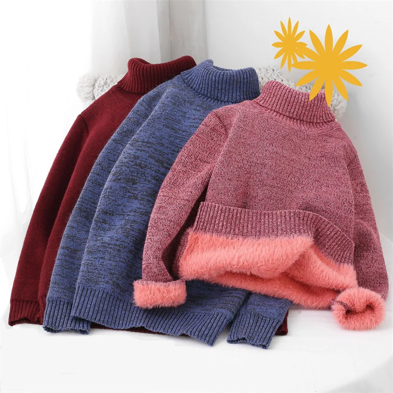 Suéter grueso cuello alto para niños – Ropa de abrigo cálida invierno