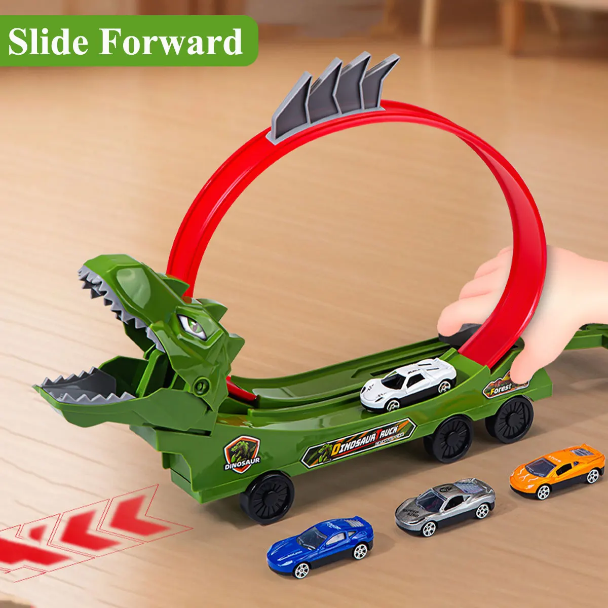 Set coche y pista con dinosaurio; tren educativo para niños curiosos - imagen 3
